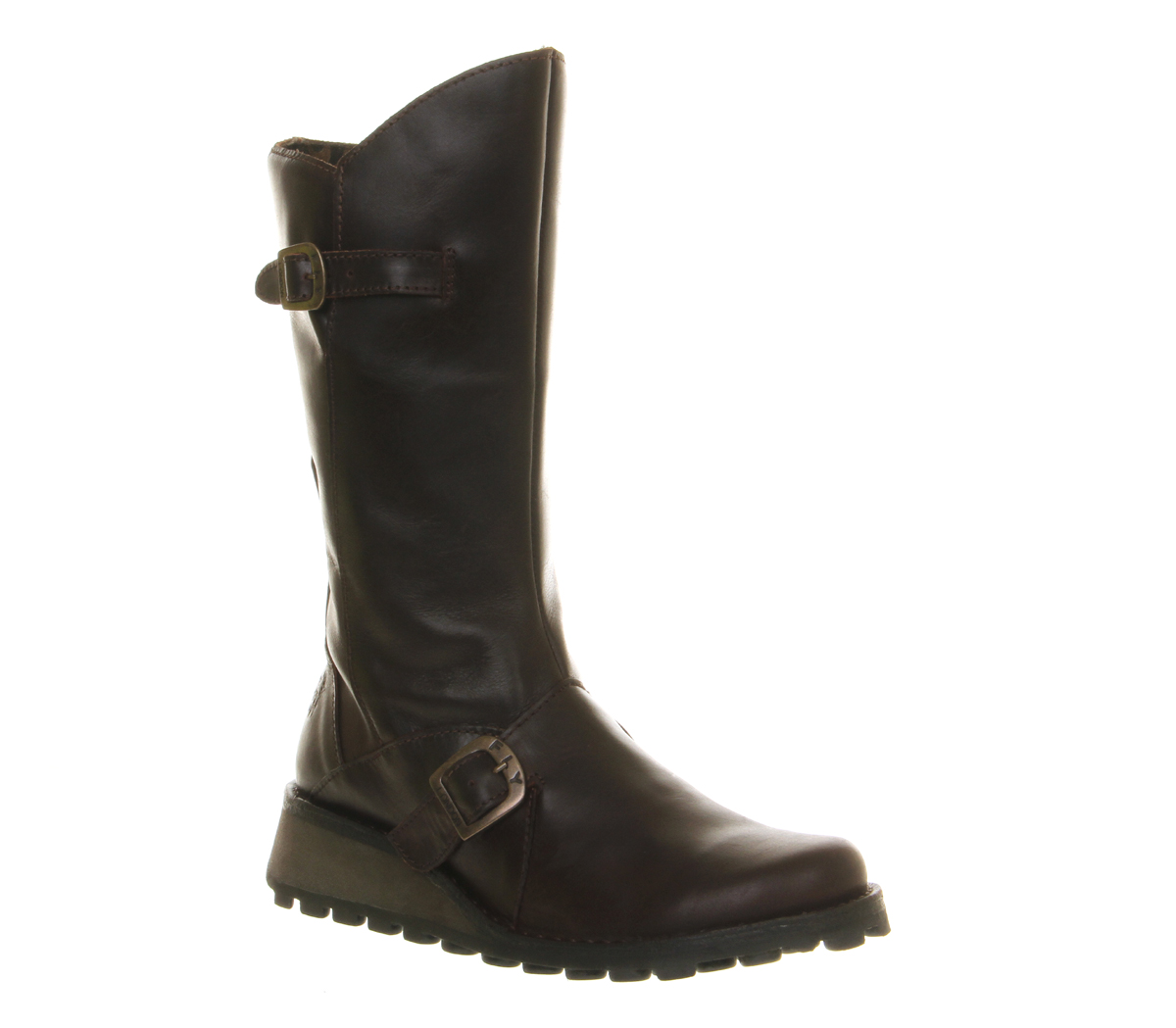 Fly LondonFly Mes Wedge Calf bootsDark Brown Rugged Leather