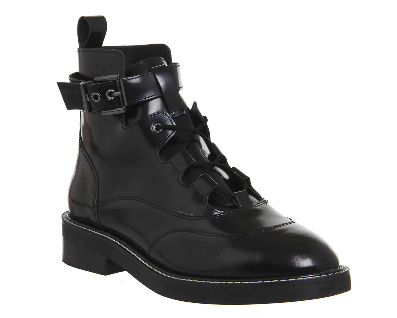 OFFICELava Lace Up Buckle BootsBlack Box Leather