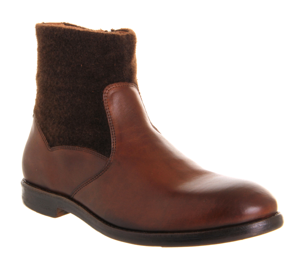Ask the MissusReece Zip BootTan Leather Brown Wool
