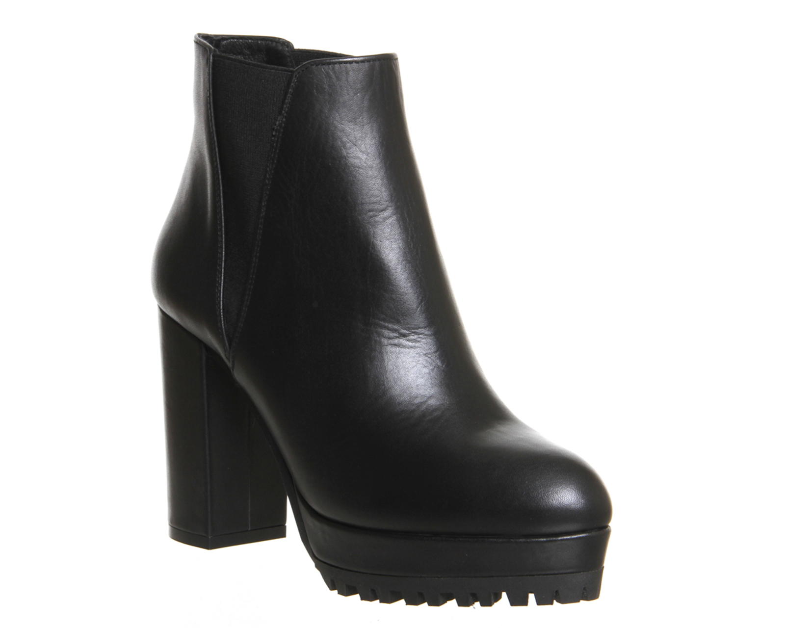 OFFICEFrontier Platform Tread Heel BootsBlack Leather