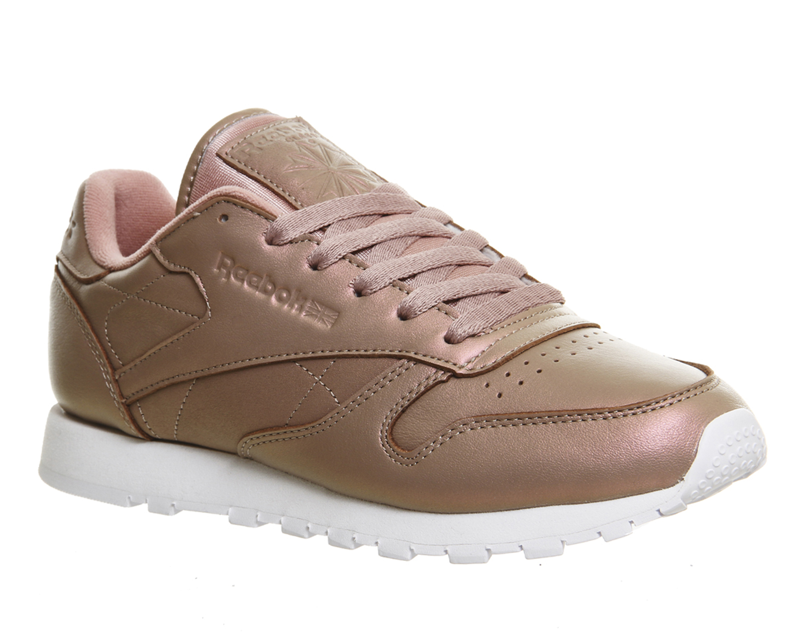 reebok classic leather sneakers in rose gold pearl